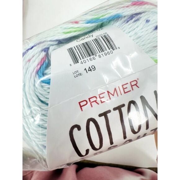 COPY - 3 Premier Cotton Sprout Speckles Yarn 100% Cotton CANDY White Pink Purpl… - Picture 6 of 7